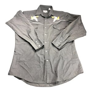 8868 Flying R Ranchwear Western Shirt BLACK EAGLE Long Sleeve Pearl Snap SZ MED